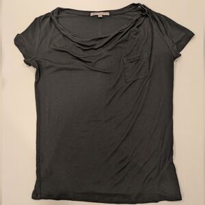 Gap Cap Sleeve Black Tee With Draped Cowl Neck